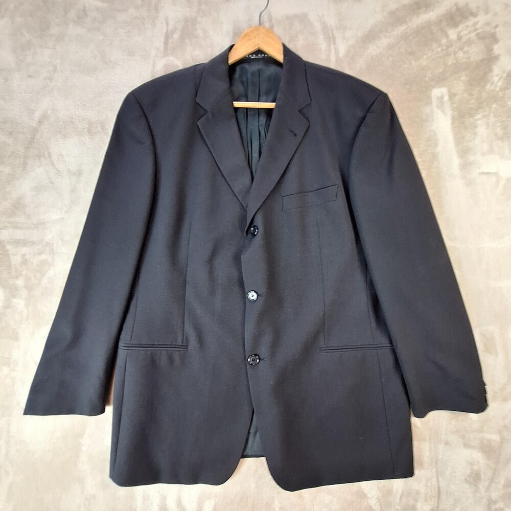 Hugo Boss Einstein Suit Jacket Mens 44R Black Wool Stretch Ventless 3 Button USA